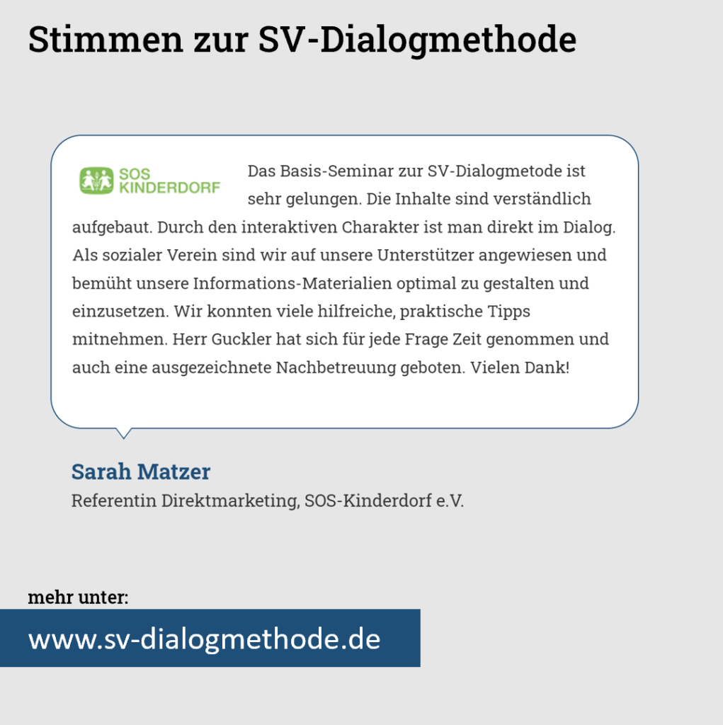 www.sv-d.de svDialogmethode SOS Kinderdorf eV Referenz LIVE Online Seminar