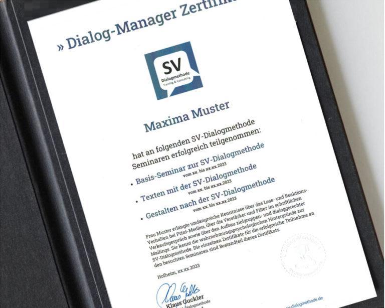 Dialog Manager Zertifikat SV-Dialogmethode, SVI-Zertifikat